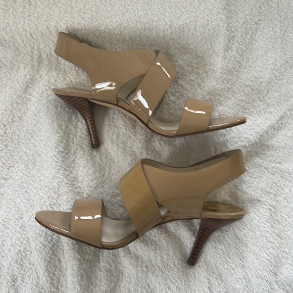 MICHAEL Michael Kors Nude Open Toe Sandals - Joselle Logo High-Heel - Picture 8 of 9